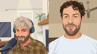 Matt Klein and Gabriel Savit discussing mobile release processes in a podcast studio