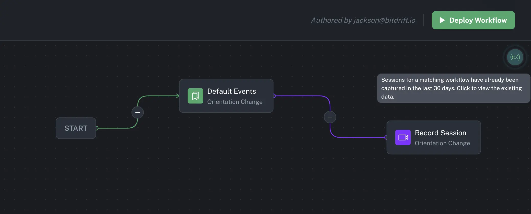 existing data beacon and tooltip for inactive workflow