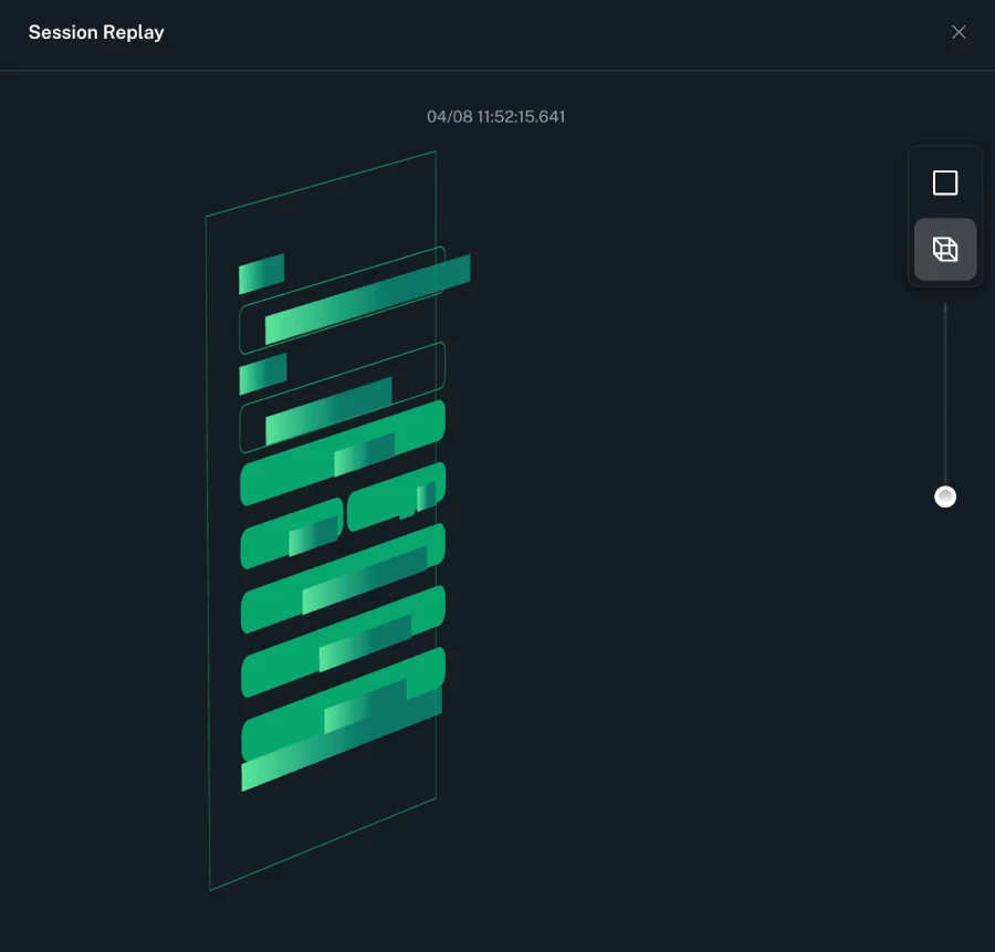 Session Replay 3D view with small layer spacing