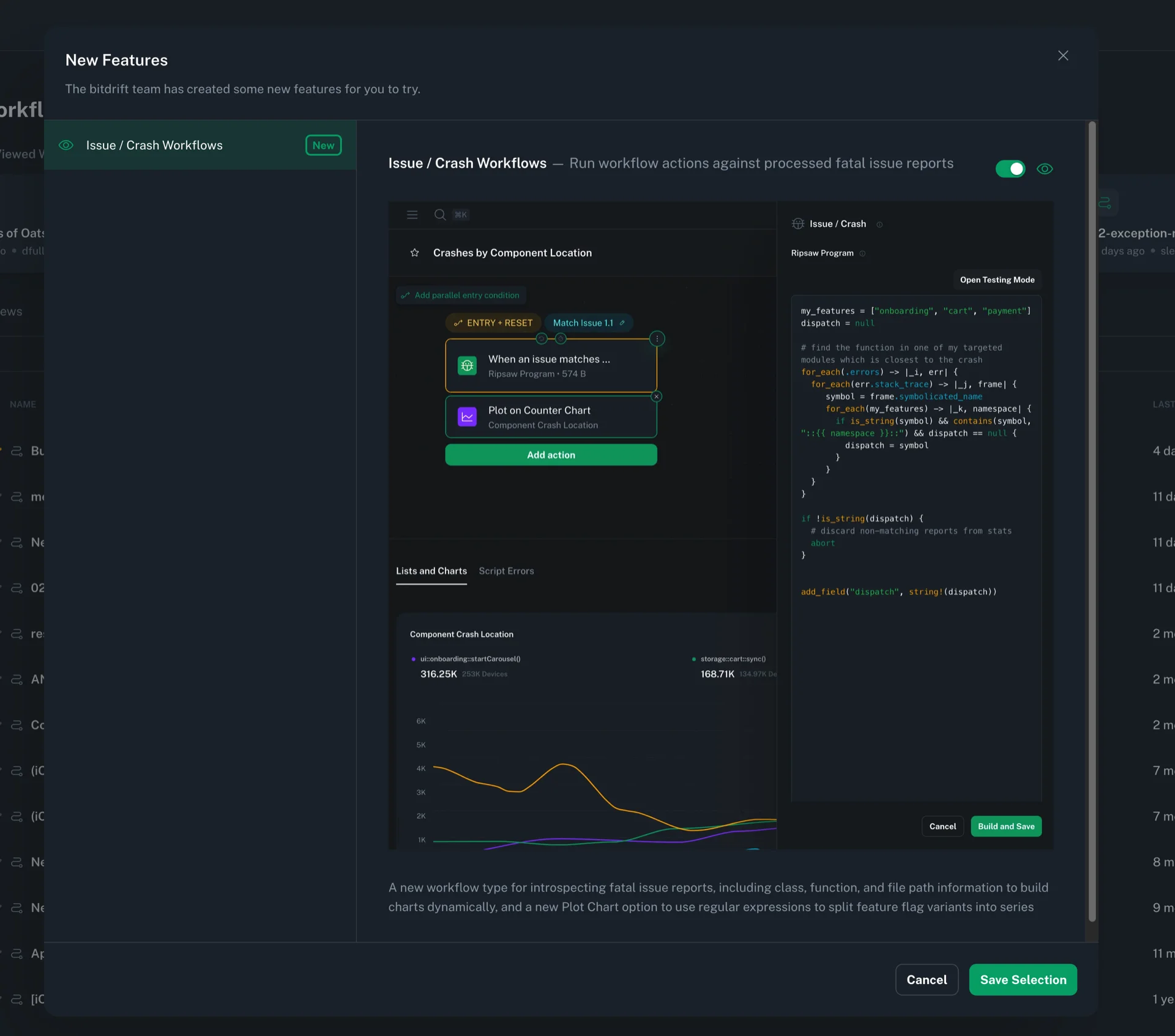 Workflow editor with the a scripting step