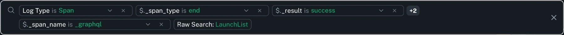 example of timeline search bar with multiple targeted conditions