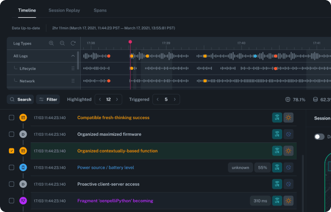 Investigate events in the timeline